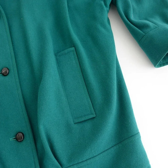 Vintage  J. Gallery Green 70% Wool Coat Size 5/6 - Picture 9 of 16